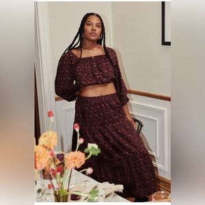 Madewell pull on tiered maxi skirt orchard floral